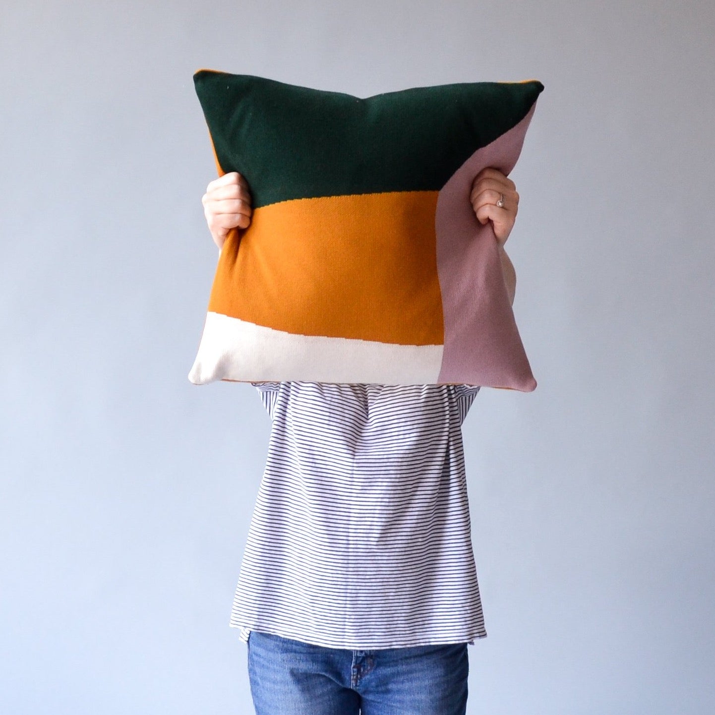 Land Pillow Cover Pink & Green