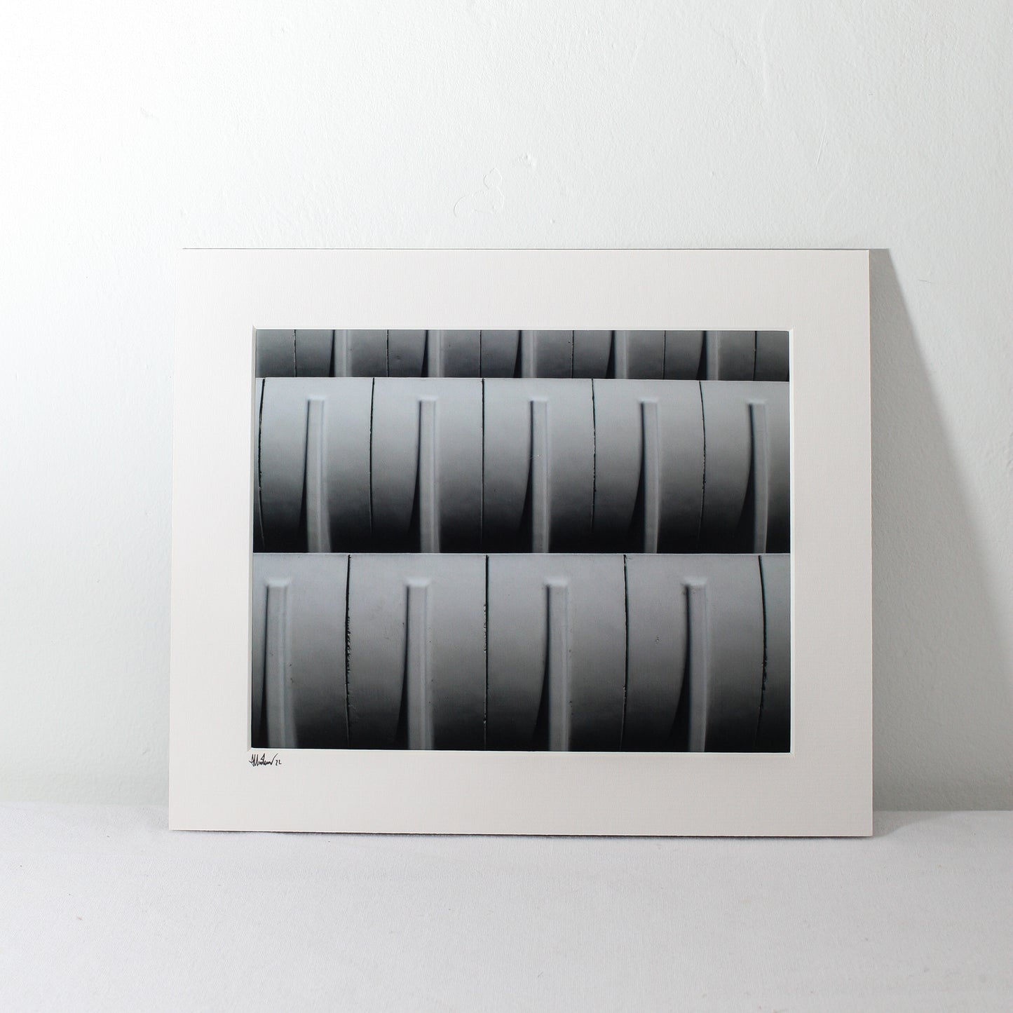 A mounted picture of preston bus station's concrete shapes